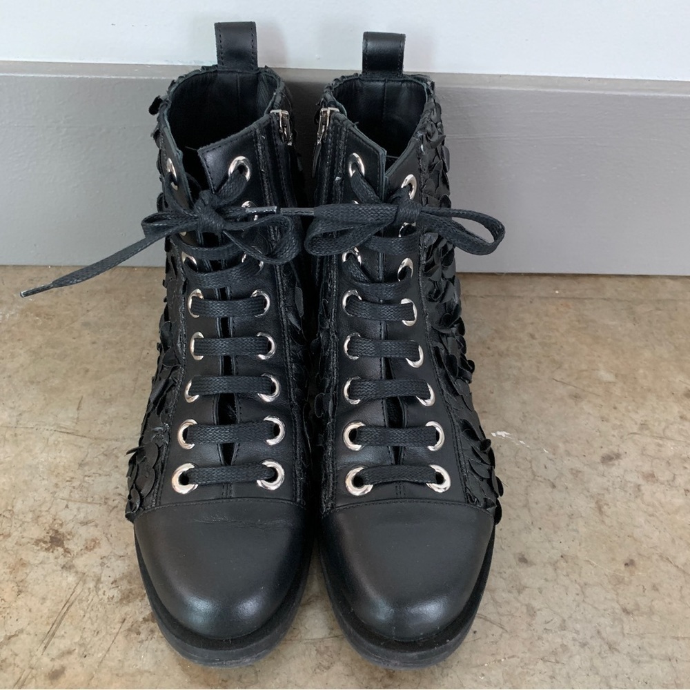 Grey Mer‎ Black Leather Side Zip Boots Size 36/5.5